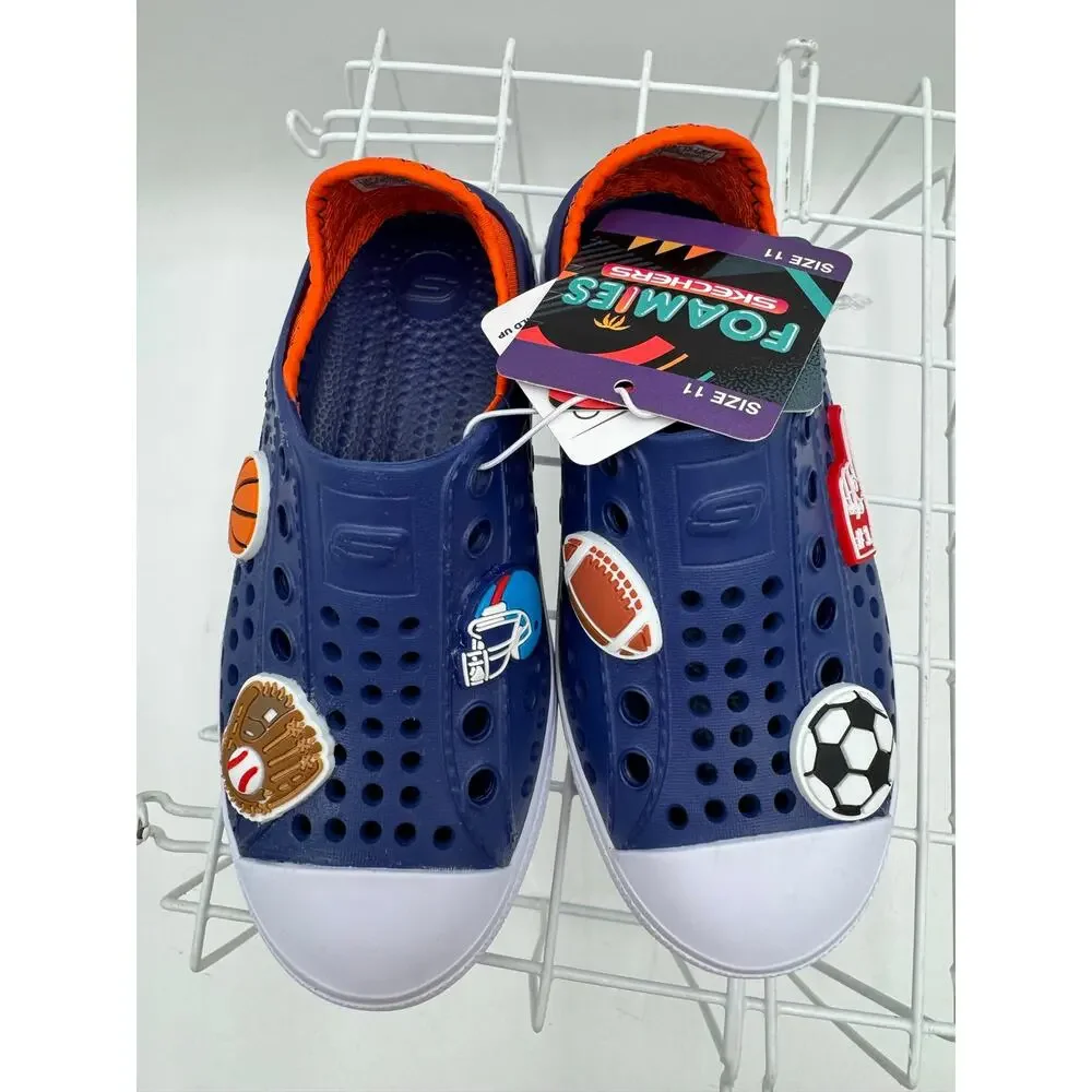 Blue sz 6 Sketchers Toddler Foamies Slip On Shoes  Sports Charms
